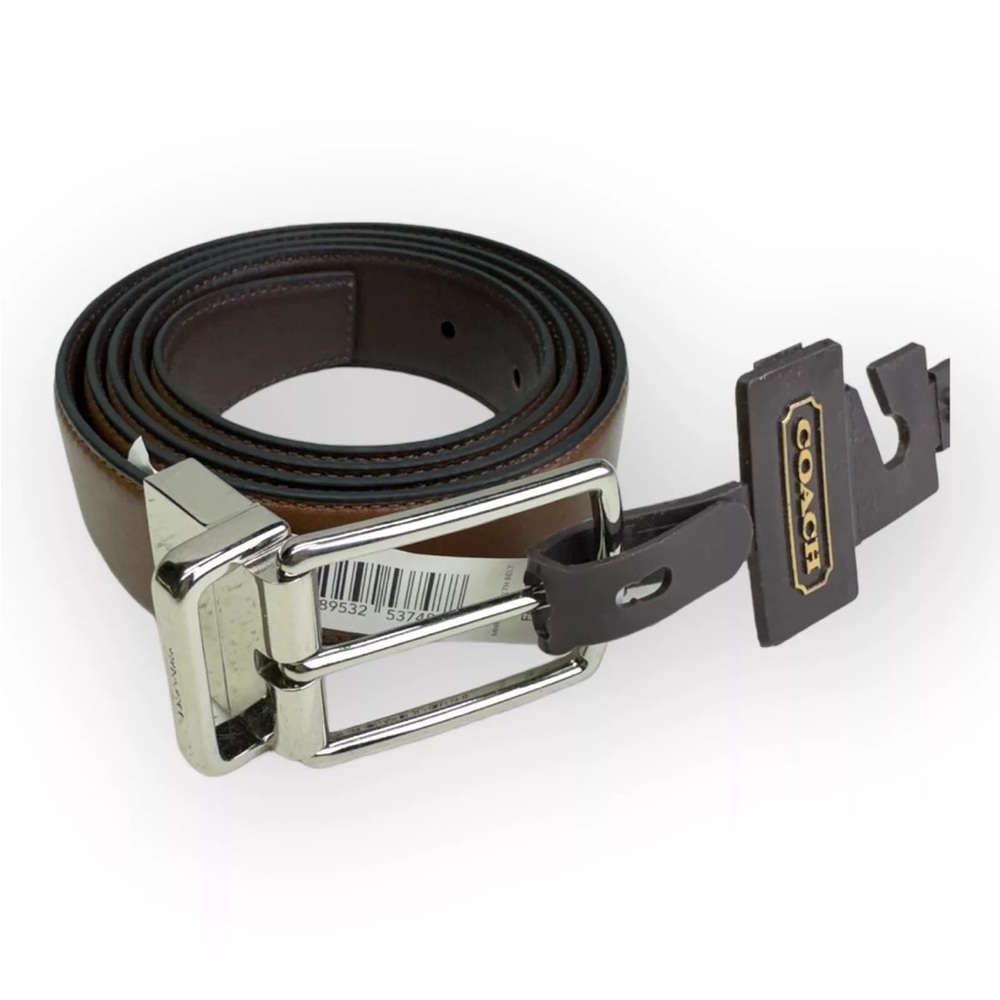 COACH Harness Buckle Cut-to-Size O/S Light Brown Reversible Belt to 42” NEW $150